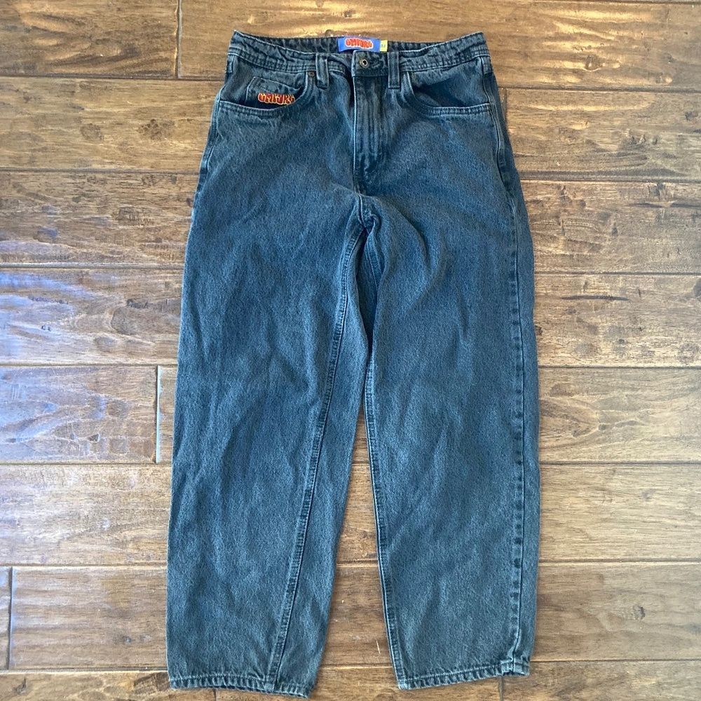 Empire Eltra Baggy Jeans Size 28 Black Faded Color High Rise Indie Sleaze